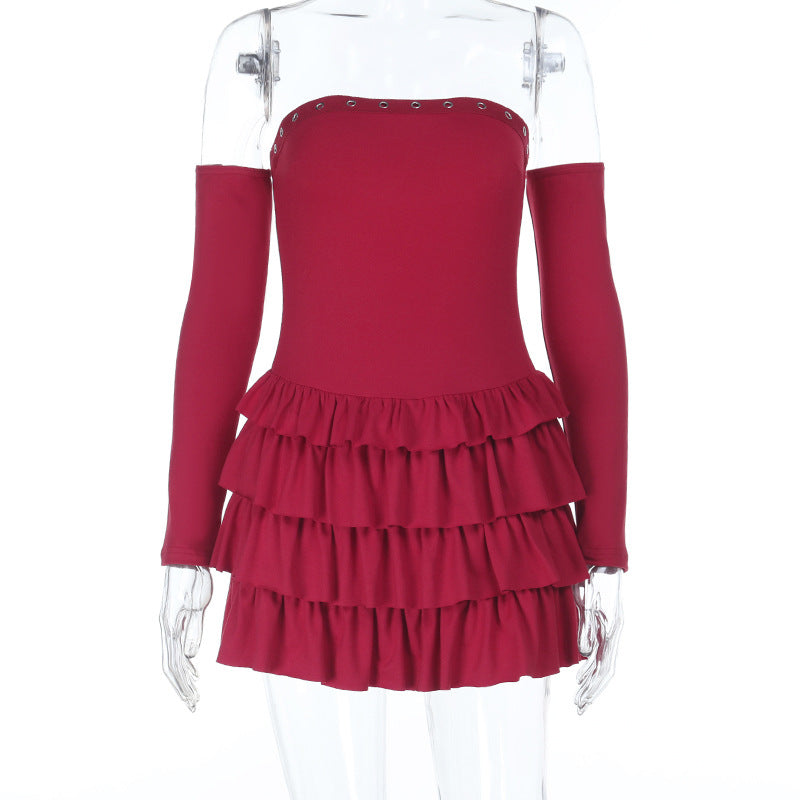 Asymmetric Bodycon Mini Dress - Long Sleeve Knit - Fashions Envy