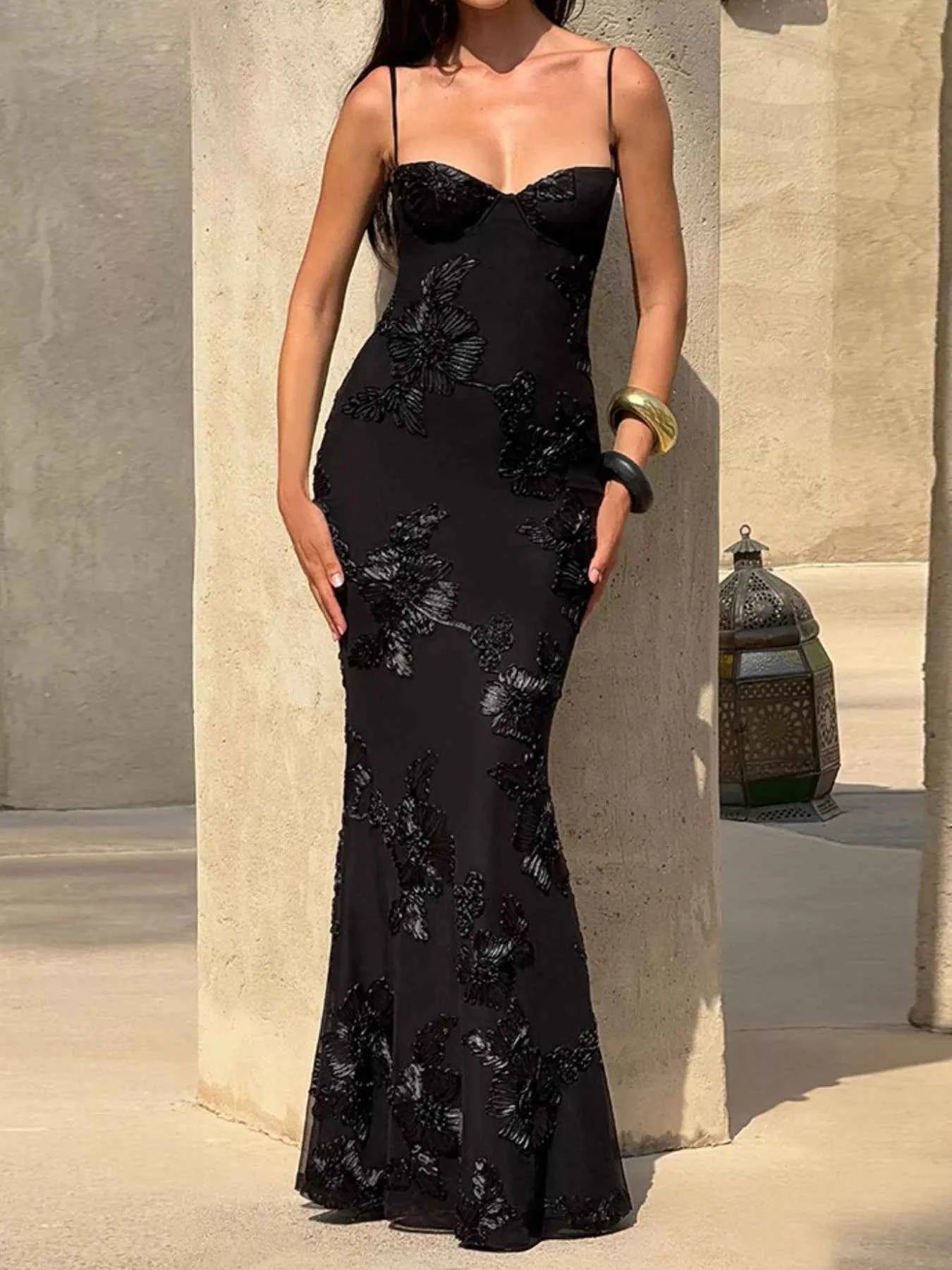 Sweetheart Neck Maxi Dress - Spaghetti Strap Prom Gown