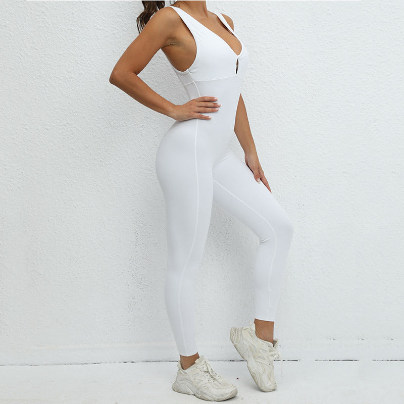 Yoga Jumpsuit - V-Back Sleeveless Fitness Activewear