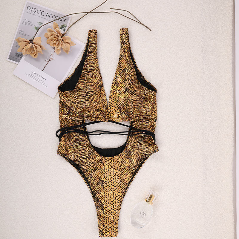 Strappy Lace-Up Swimsuit - One-Piece Bathing Suit