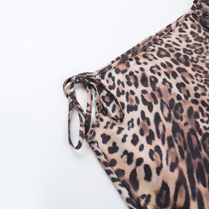Vacation Style Leopard Bikini Set - Maxi Skirt Cover-Up