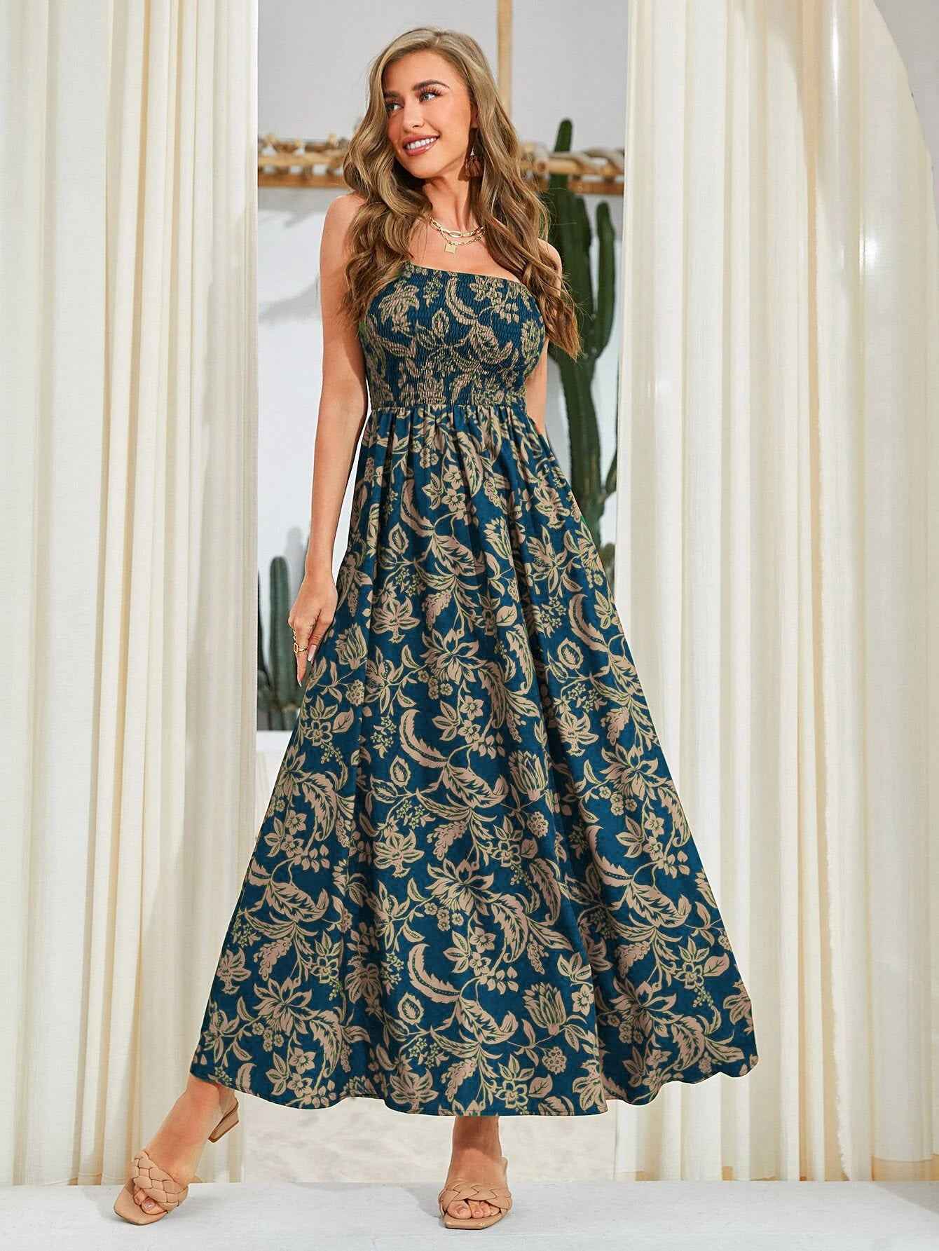 Floral Maxi Dress - Flowy Spaghetti Strap Summer Style