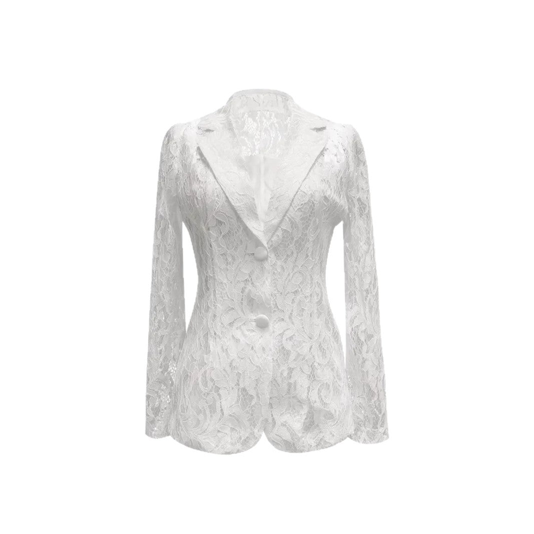 Fashionable Casual Elegant Lace V-Neck Sheer Blazer for Women