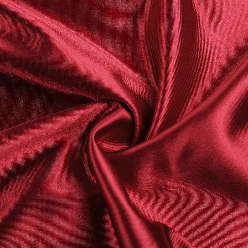 Satin Maxi Dress - Deep Red Off Shoulder High Slit