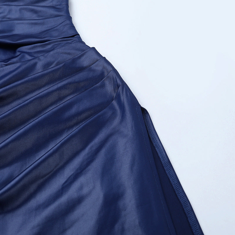 V-Neck Cinched Waist Maxi Dress - Sleeveless Hip Sculpting