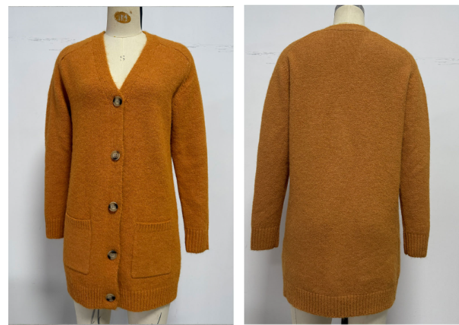 Orange Oversized Knit Button-Up Cardigan - Cozy Fall Layer