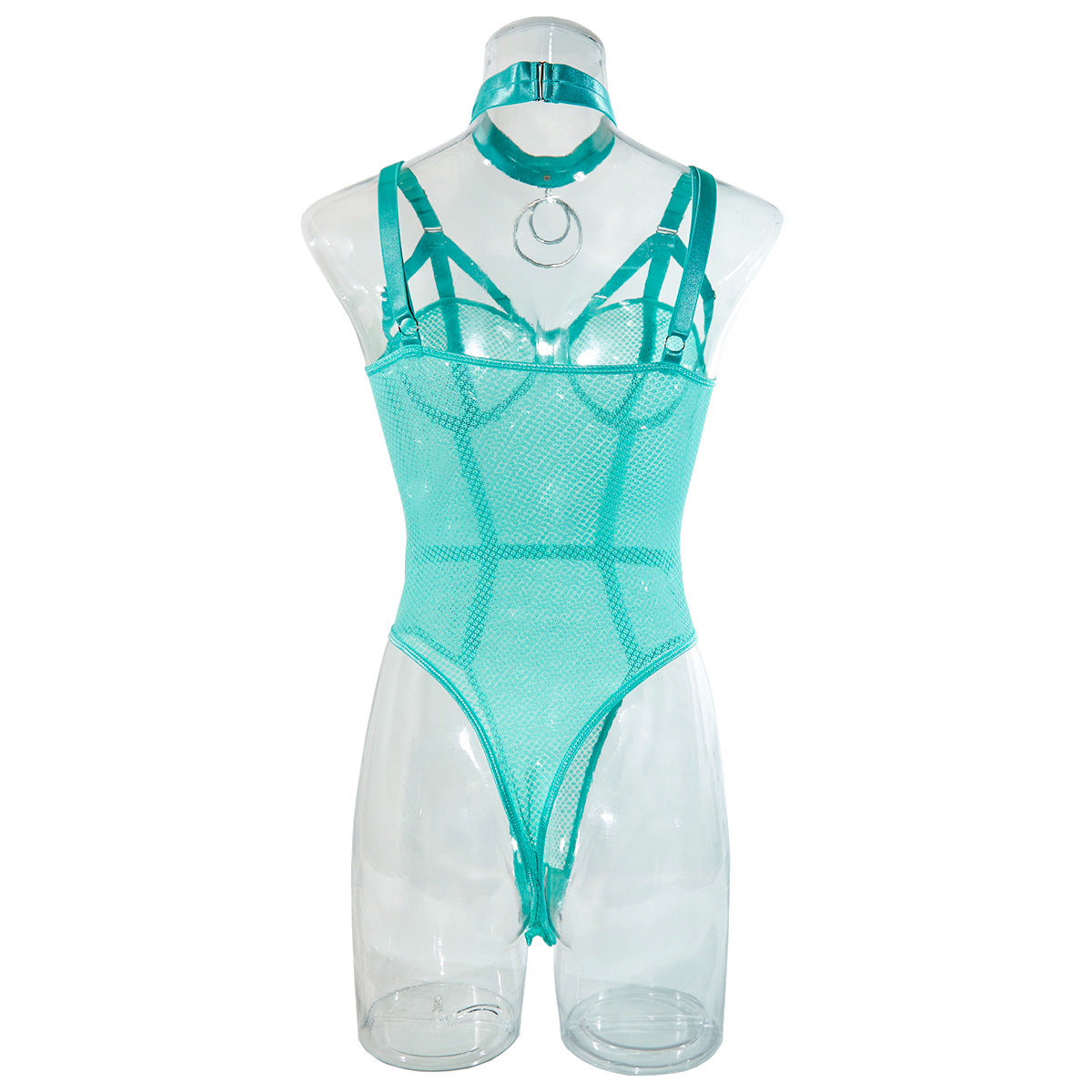 Sexy Lace Bodysuit with Choker - Slim Fit and Steel Ring Support