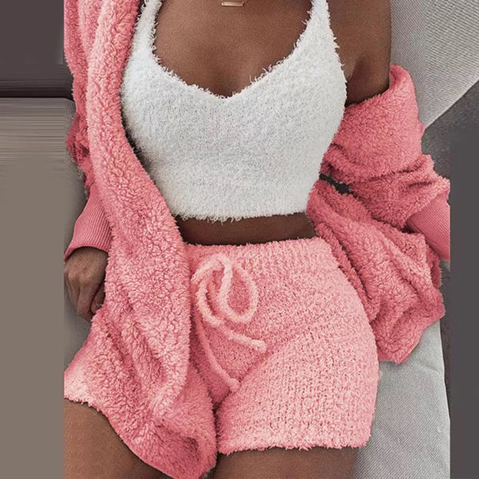 Pajama Set Women - Winter Flannel 3 Piece Loungewear