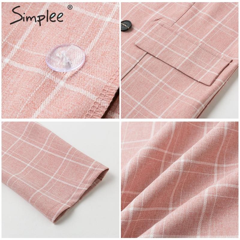 Pink plaid fabric close-ups with button detail and folded hem edge