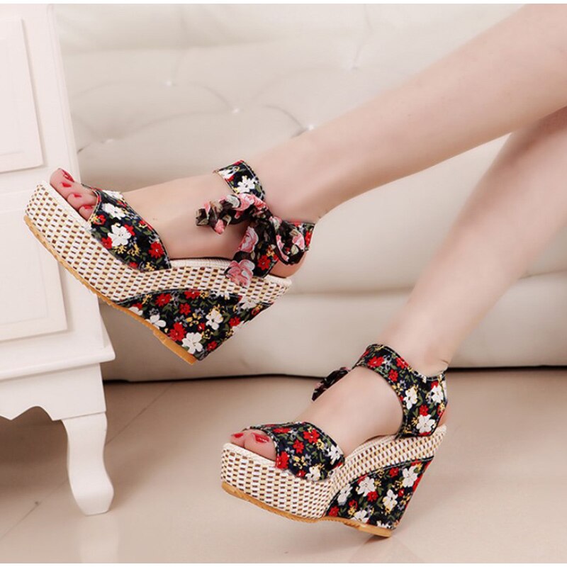 Women's Bohemian High Heel Sandals - Strappy Design - Fashions Envy