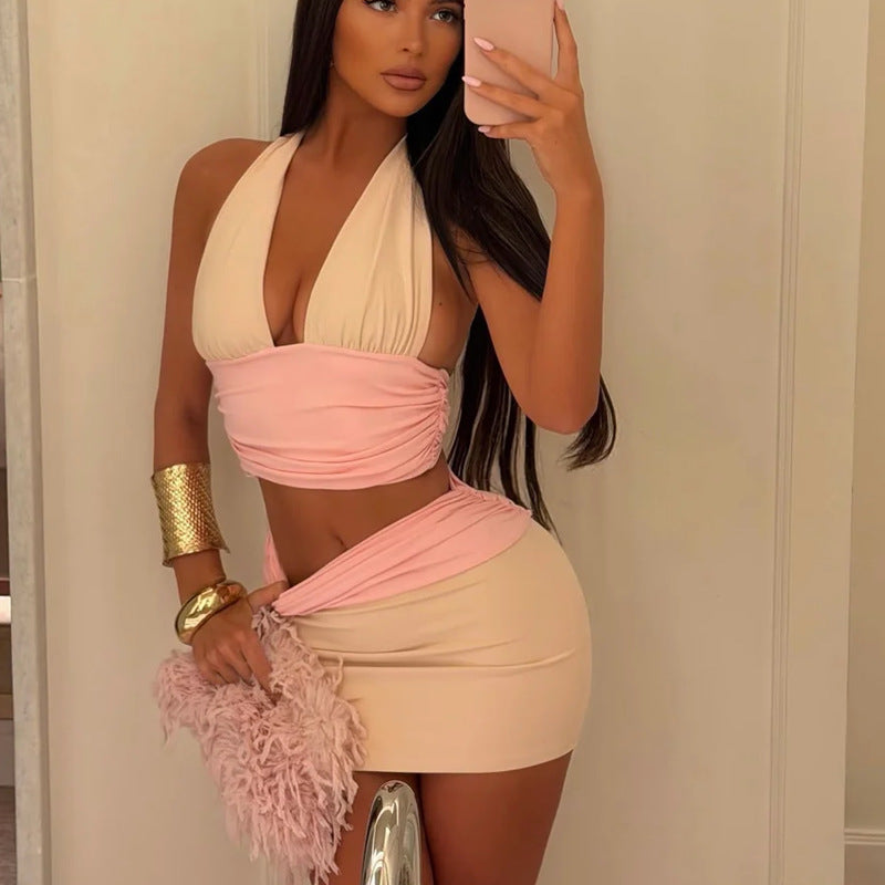 Fashion V-Neck Bikini Set 3-Piece Sexy Swimwear Vacation Beach Wear