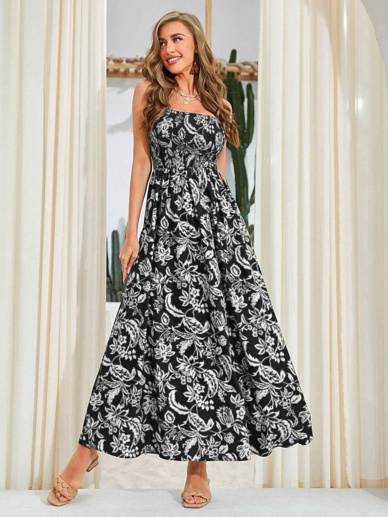 Floral Maxi Dress - Flowy Spaghetti Strap Summer Style
