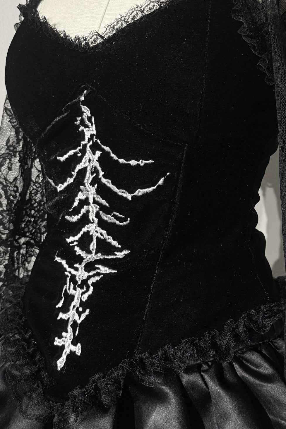 Gothic Halloween Corset Costume - Rhinestone Mini Dress