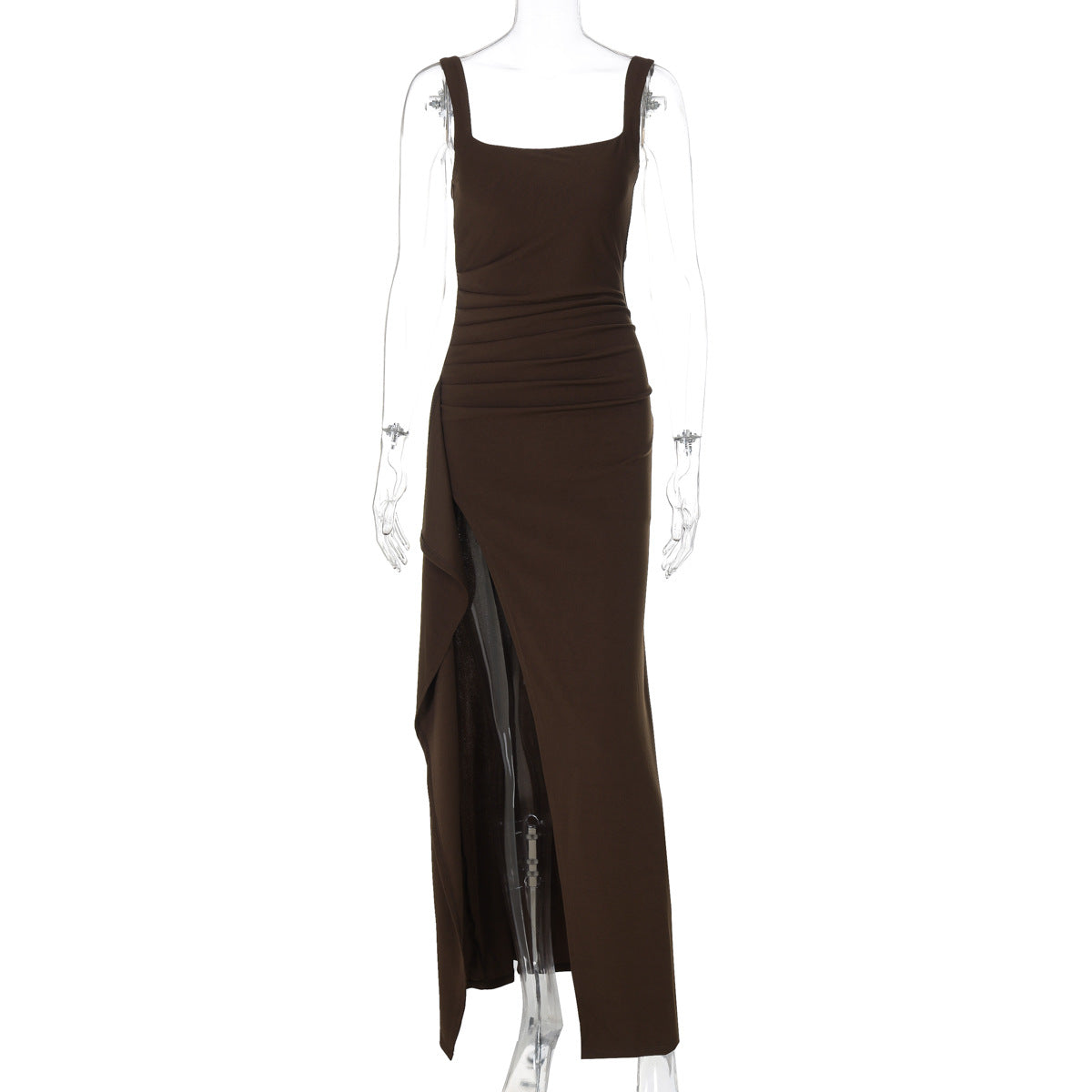 Backless Evening Dress - Strap High Slit Gown - Fashions Envy