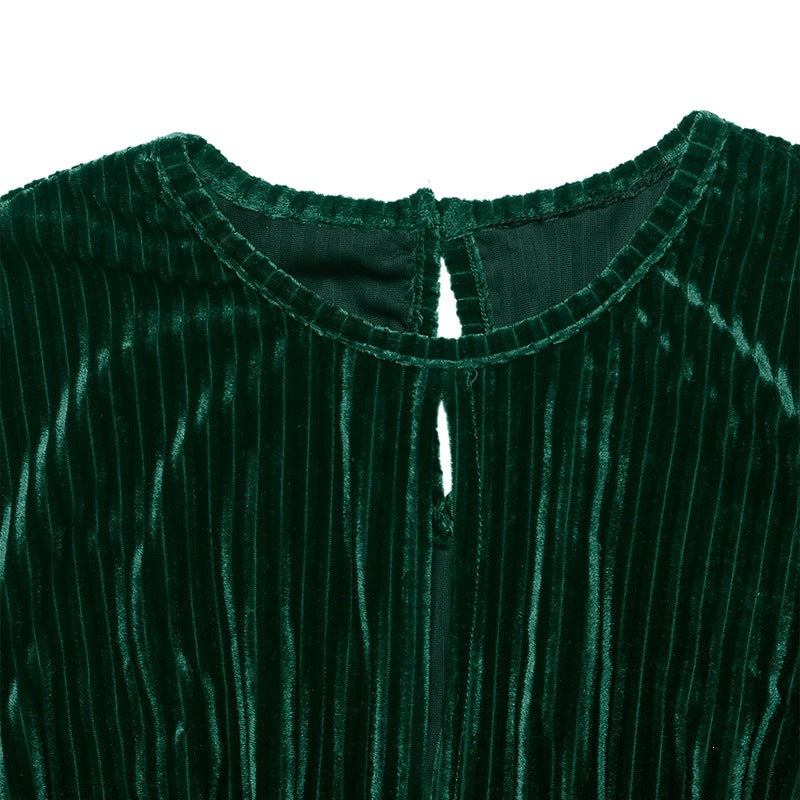 Christmas Ribbed Mini Dress - Keyhole Neck and Defined Waist