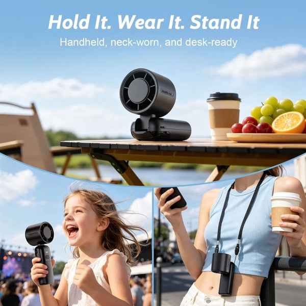 Portable Handheld Mini Turbo Fan - USB Rechargeable LED Display