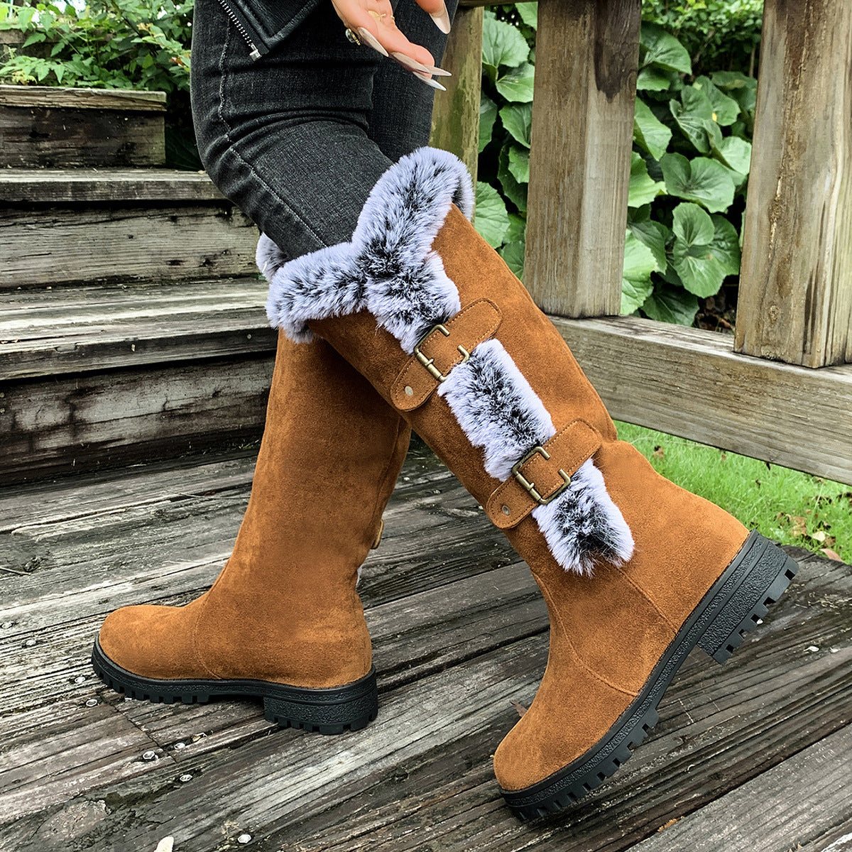 Snow Boots - Rabbit Fur Lined Waterproof Winter