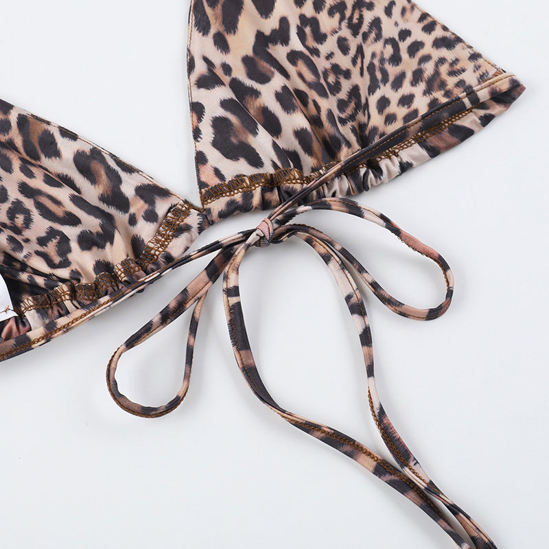 Vacation Style Leopard Bikini Set - Maxi Skirt Cover-Up