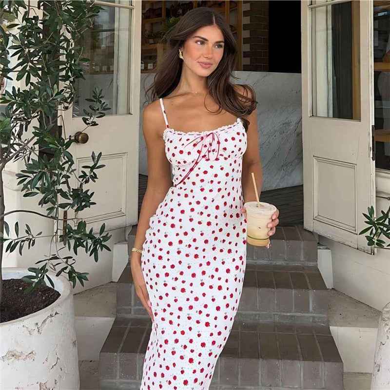 Style Women's Sweetheart One-Shoulder Lace Hem Floral Print Strapless Dress