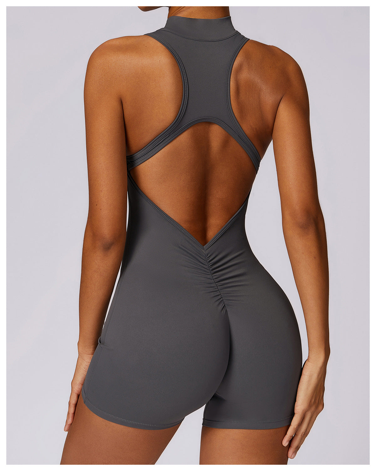 Half-Zip Backless Romper - Butt-Lift Technology