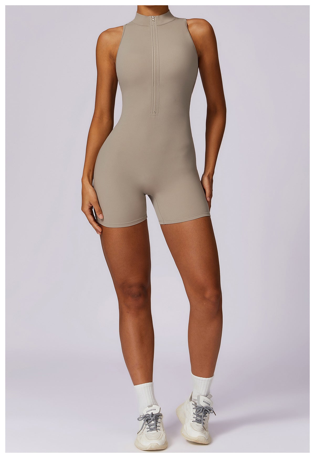 Half-Zip Backless Romper - Butt-Lift Technology