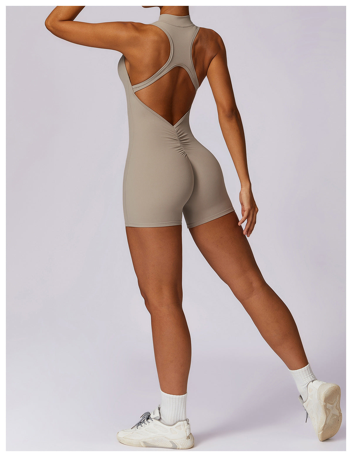 Half-Zip Backless Romper - Butt-Lift Technology