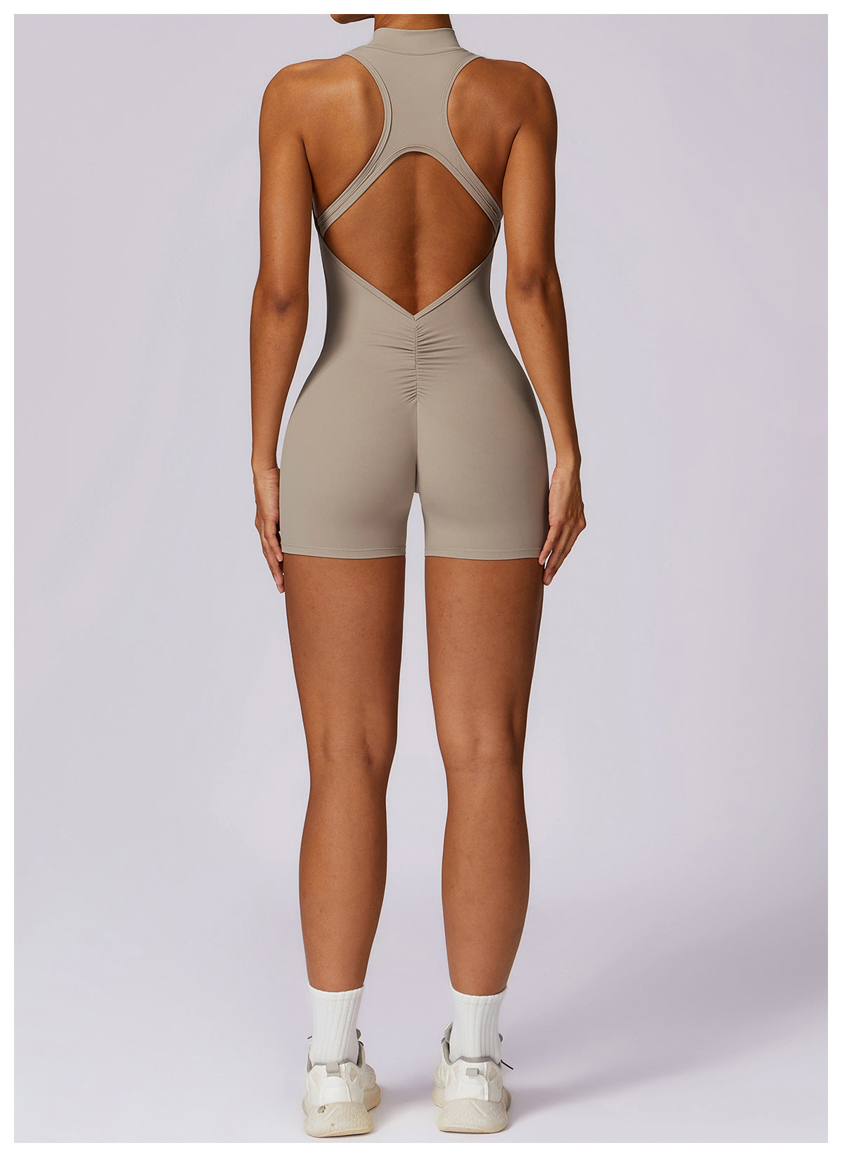 Half-Zip Backless Romper - Butt-Lift Technology