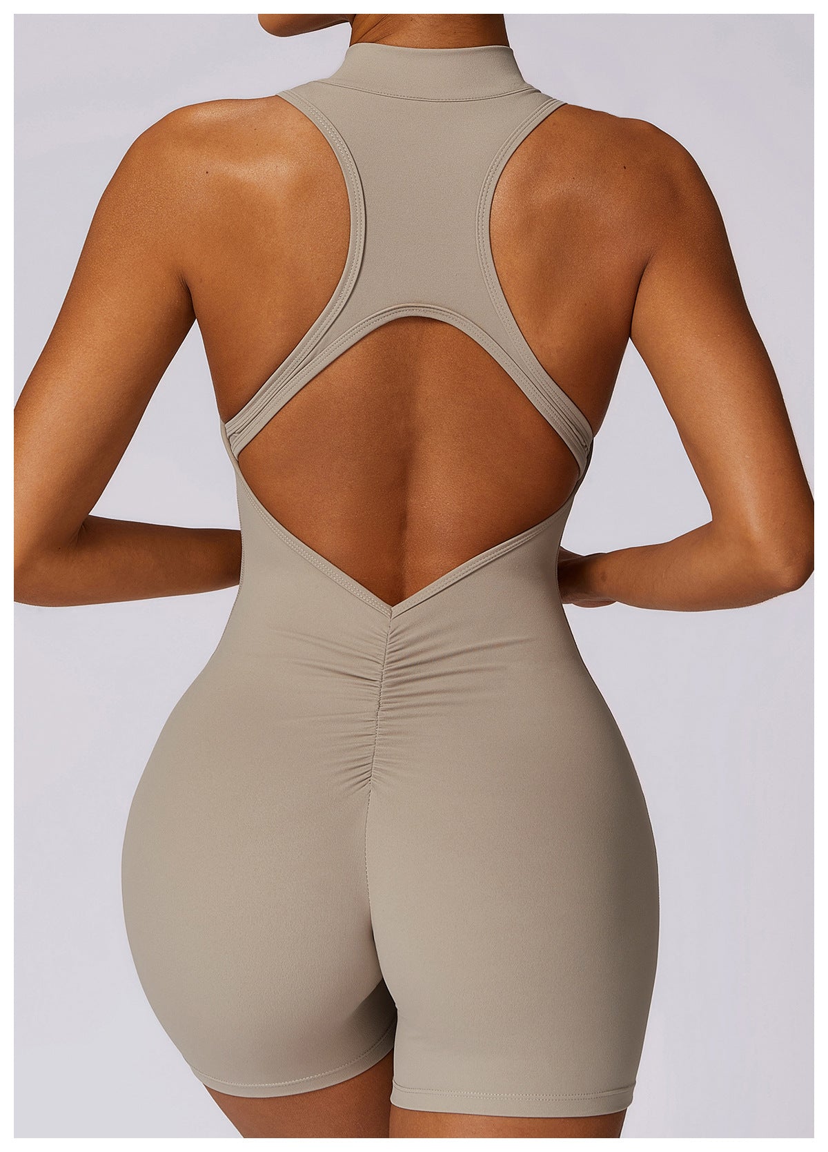 Half-Zip Backless Romper - Butt-Lift Technology