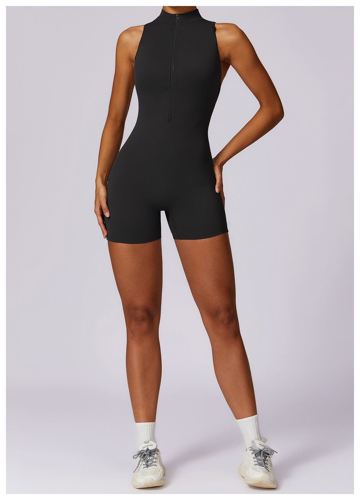 Half-Zip Backless Romper - Butt-Lift Technology