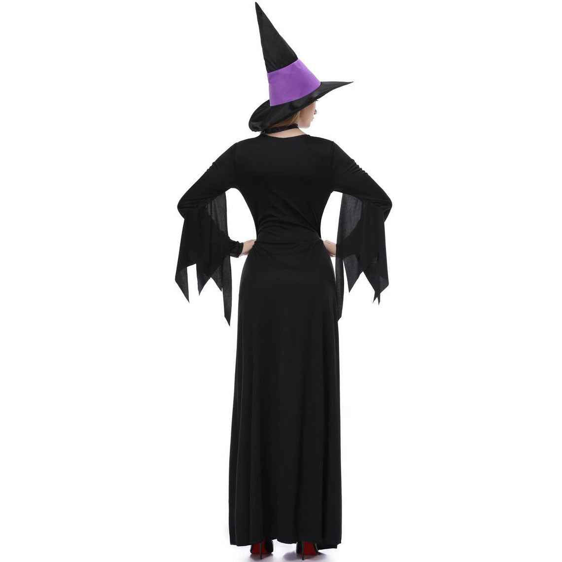 Black and Purple Witch Costume - Lace Bodice Flared Sleeves