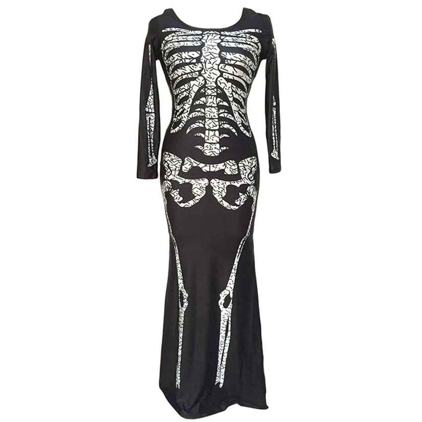 Black Skeleton Print Maxi Dress - Cold Shoulder Gown