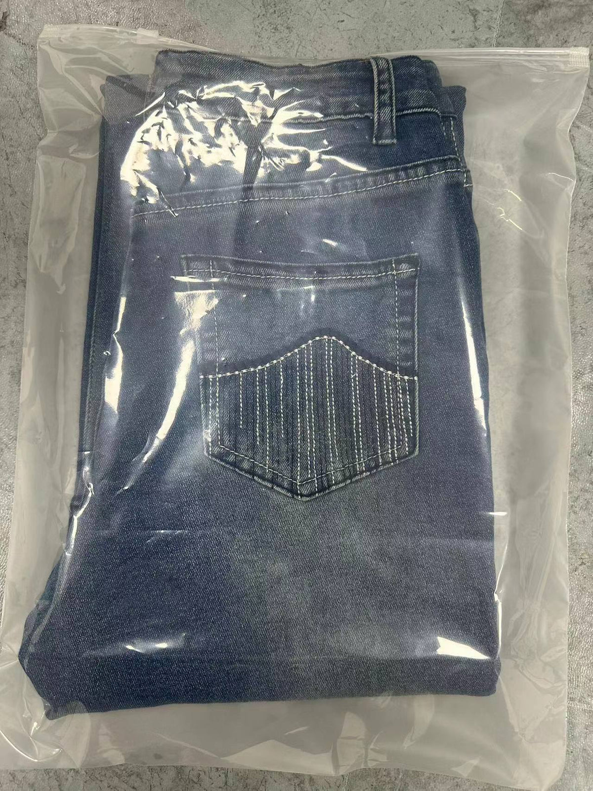 Retro Flare Jeans - Striped Back Pockets & Belt Loops