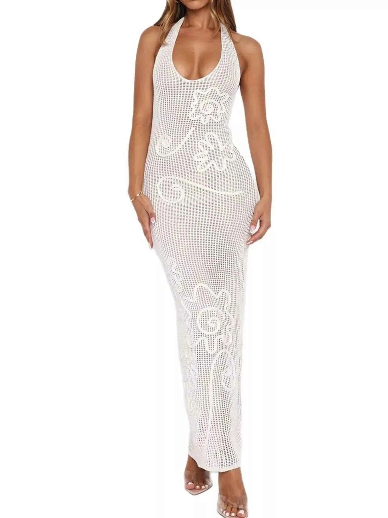 Halter Neck Crochet Maxi Dress