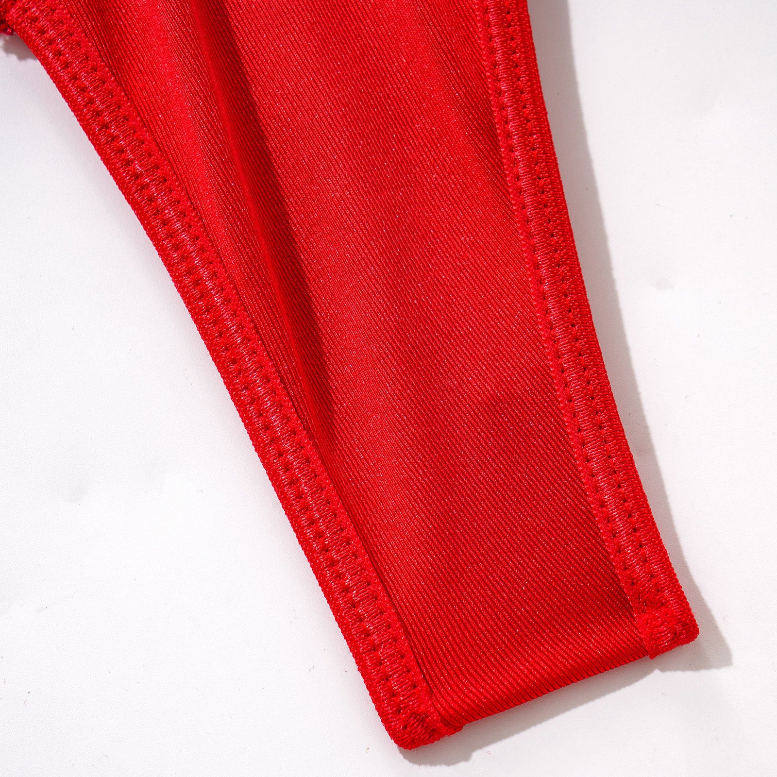 Red Embroidered Lingerie Set - Underwire Bra Garter Belt Thong