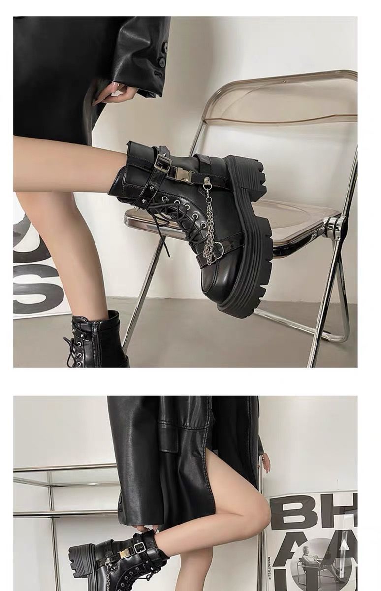 Martin Boots - Black Thick Sole Mid-Calf Platform