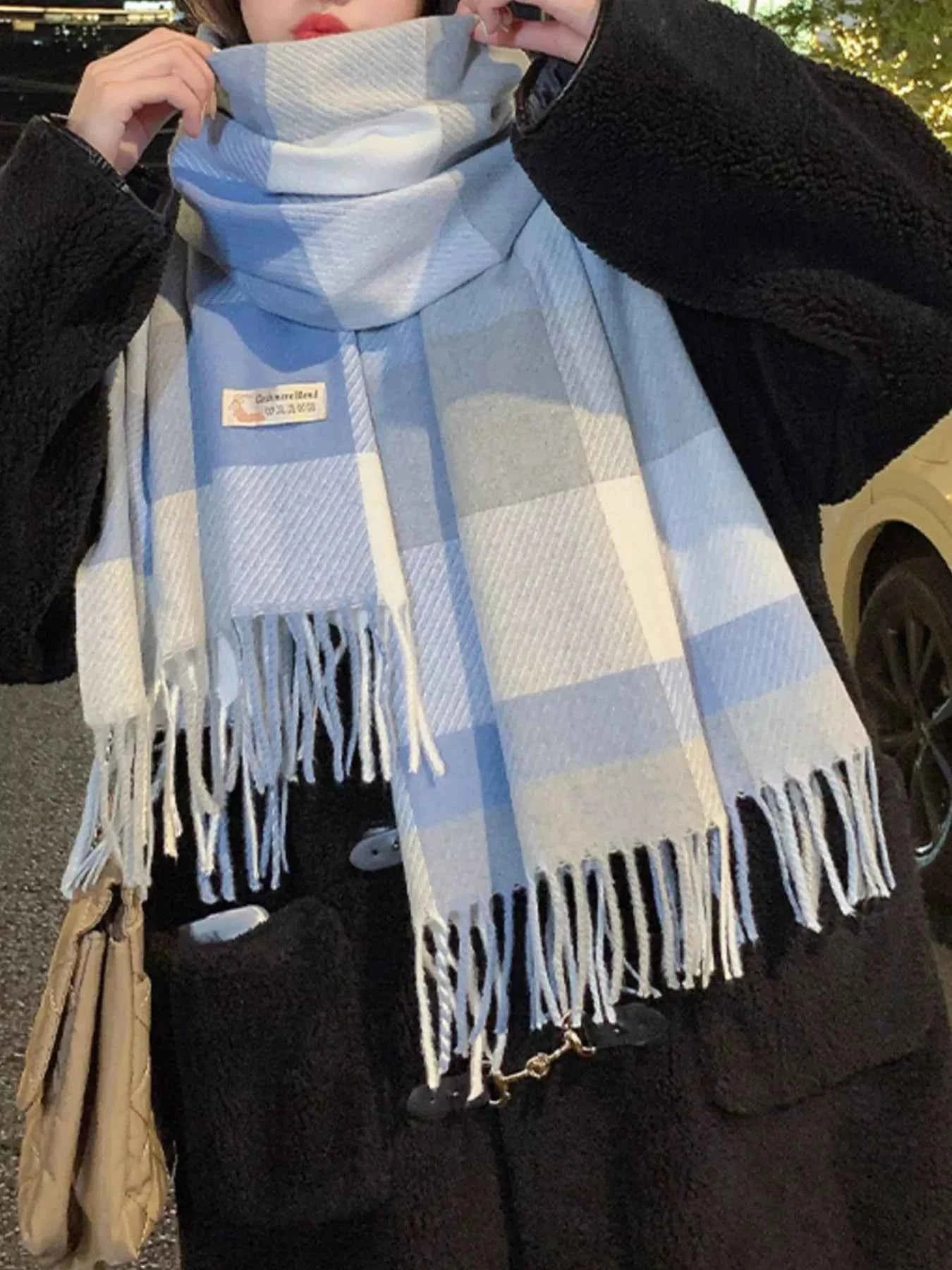 Fringe Plaid Scarf