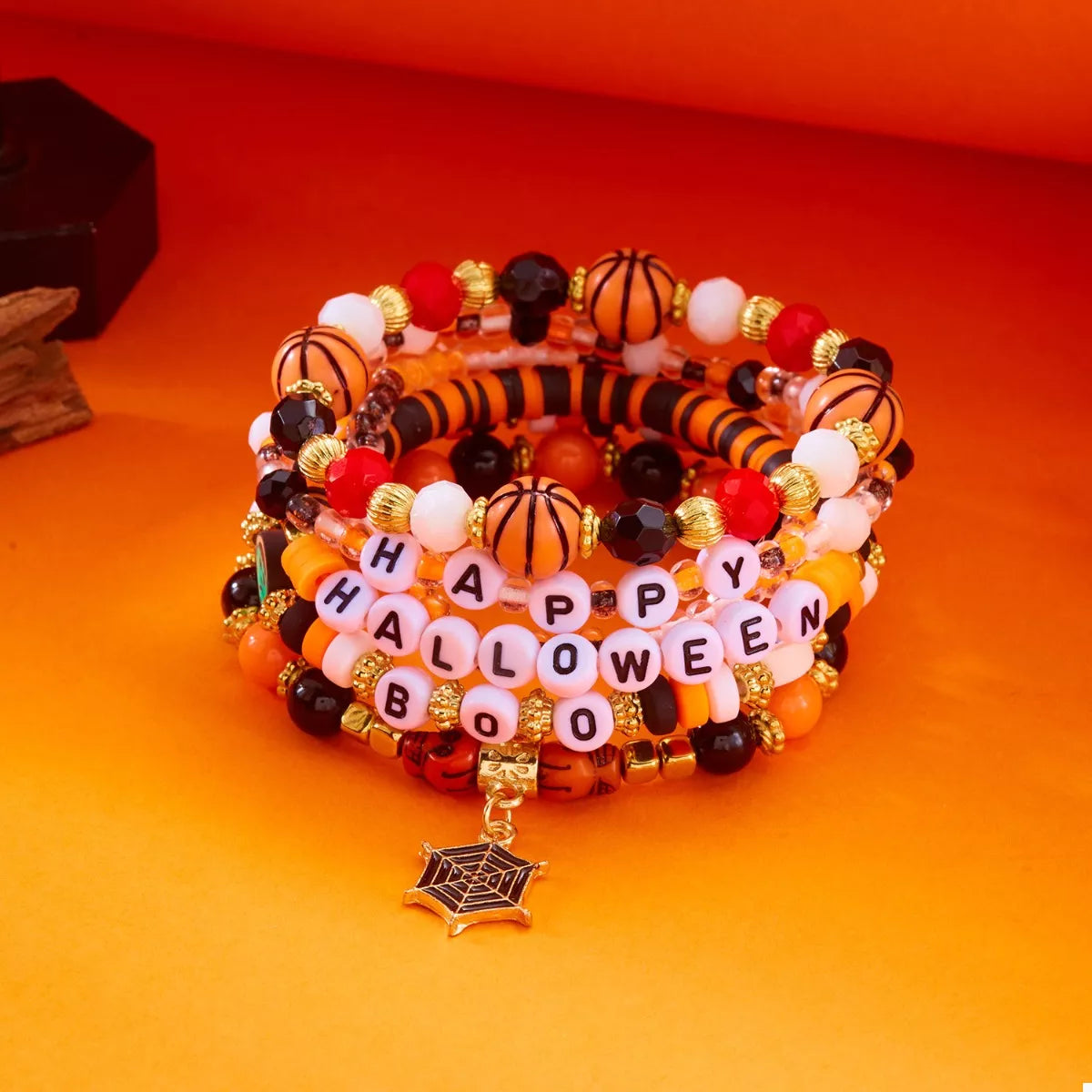 6 Piece Halloween Letter Beaded Bracelet - Fashions Envy