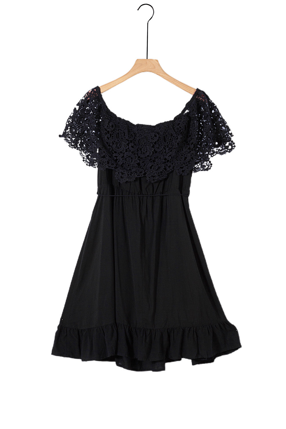 Black Off-the-shoulder Lace Sleeves Plus size Dress