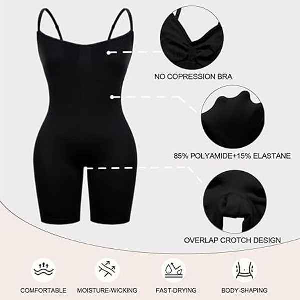 Black Cami Shapewear Bodysuit - Booty-Lift with Open Gusset