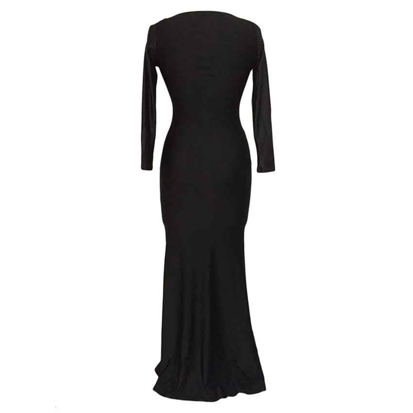 Black Skeleton Print Maxi Dress - Cold Shoulder Gown