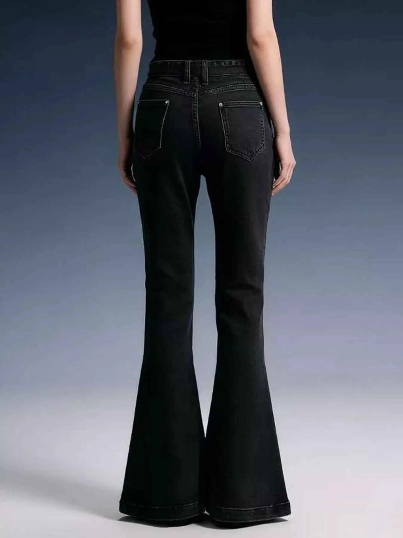 High-Waisted Flare Jeans - Bow-Tie Front