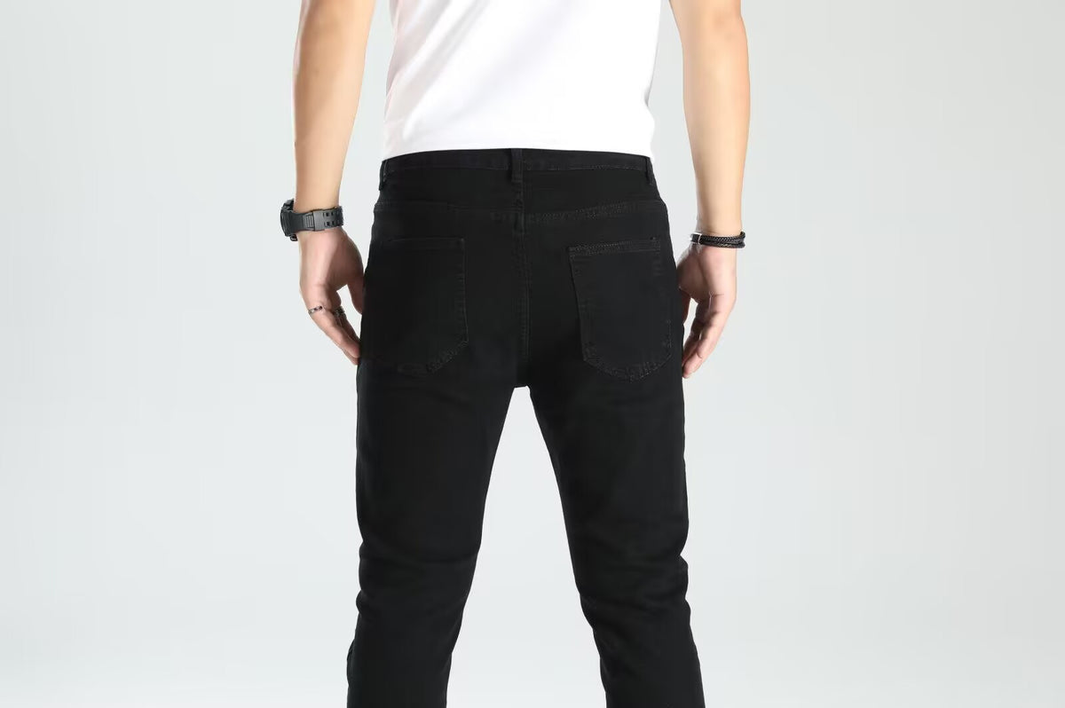 Men's Ripped Skinny Jeans - Contrast Patch Stretch Denim
