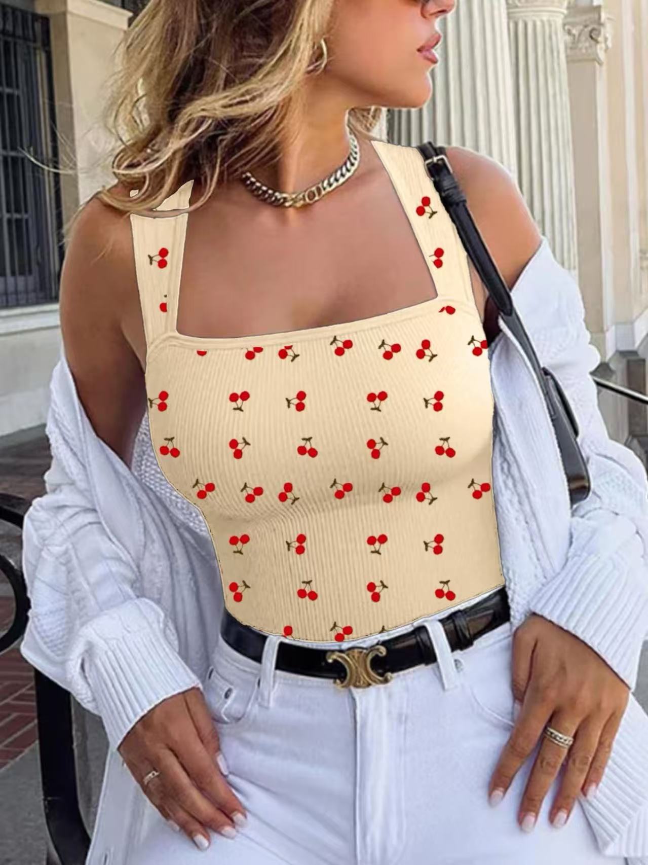 Vintage High Waist Chic Square Neck Bodysuit