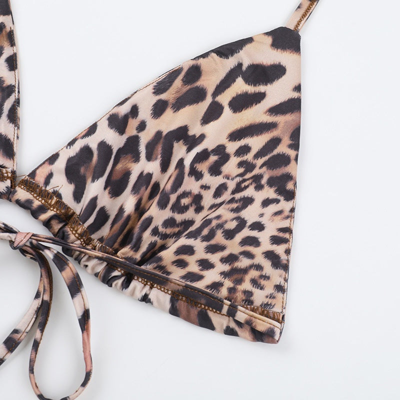 Vacation Style Leopard Bikini Set - Maxi Skirt Cover-Up