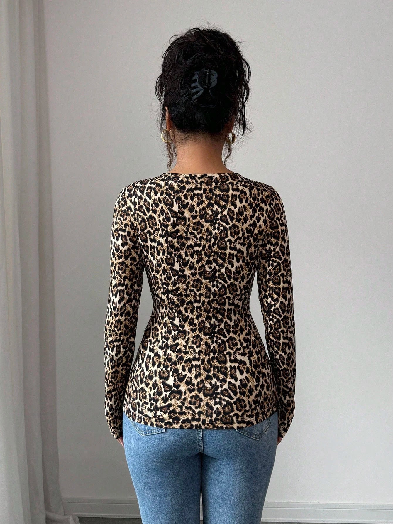 Asymmetric Top - Hollow-Out Metal Decorated Slim Fit