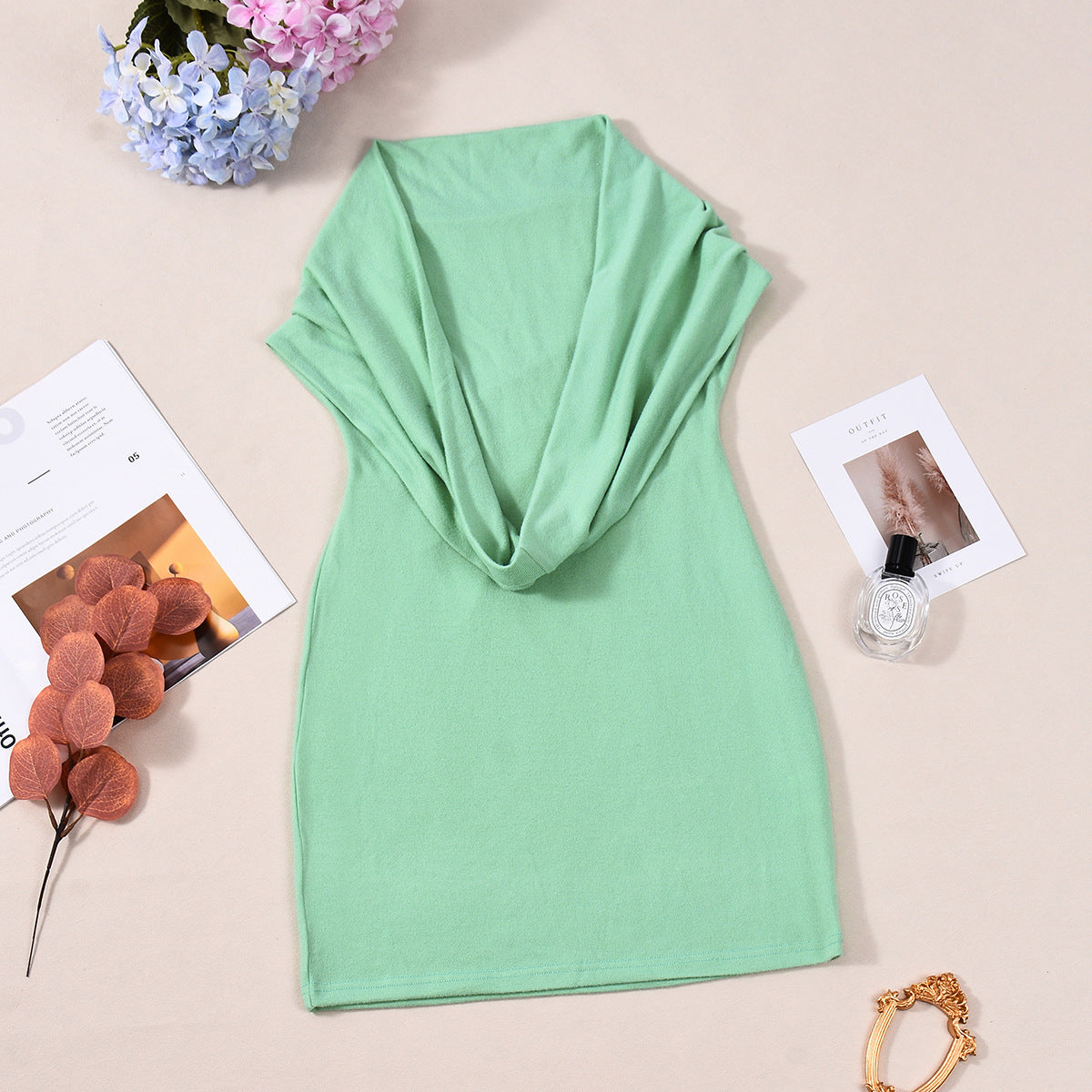 Backless Halter Dress - Green Sleeveless Mini - Fashions Envy