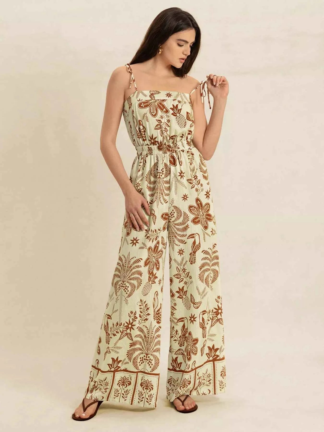 Tie Strap Wide Leg Jumpsuit