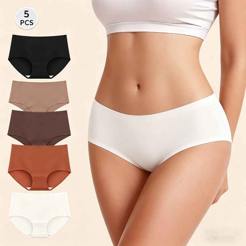 Seamless Ice Silk Panties 5-Pack - Soft Low Rise Brief Underwear