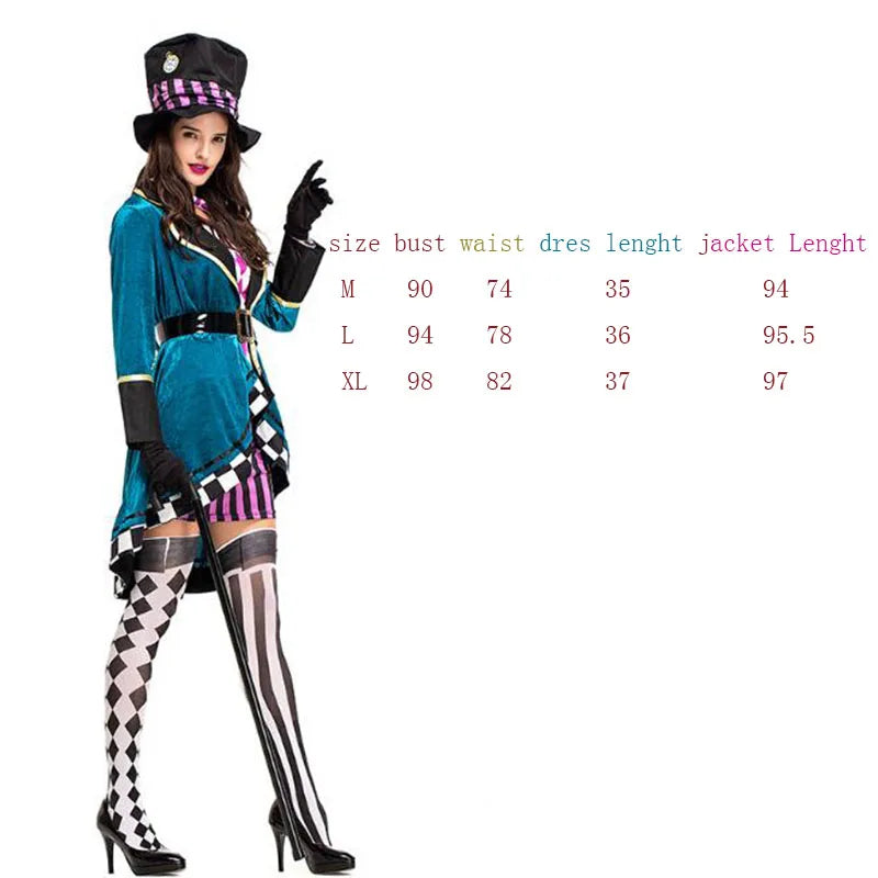 Halloween Mad Hatter Costume Set - Teal Velvet 7-Piece