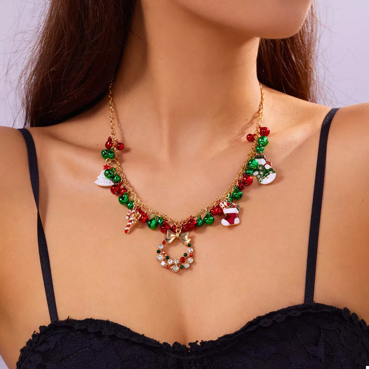 18K Gold-Plated Christmas Charm Necklace - Fashions Envy
